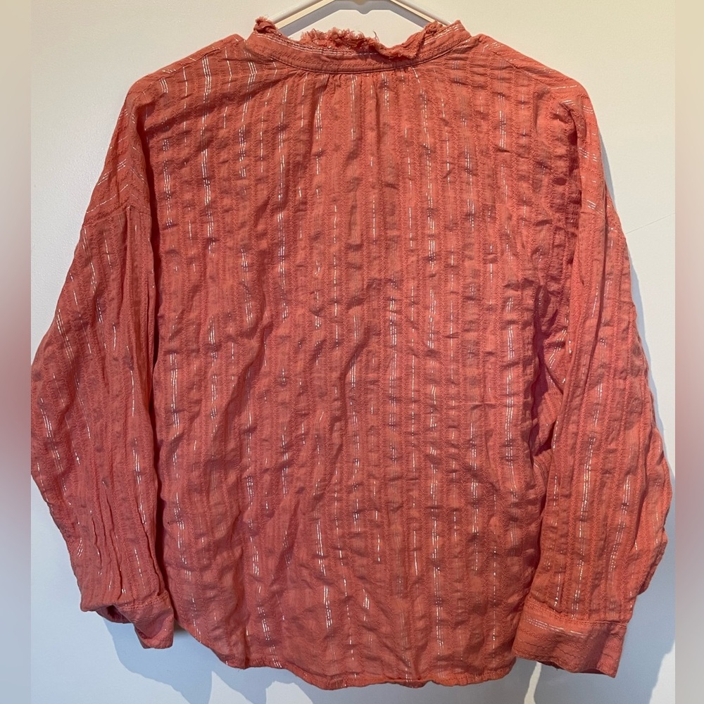 Pilcro Salmon Pink Button-Down Blouse Shirt - Picture 5 of 10